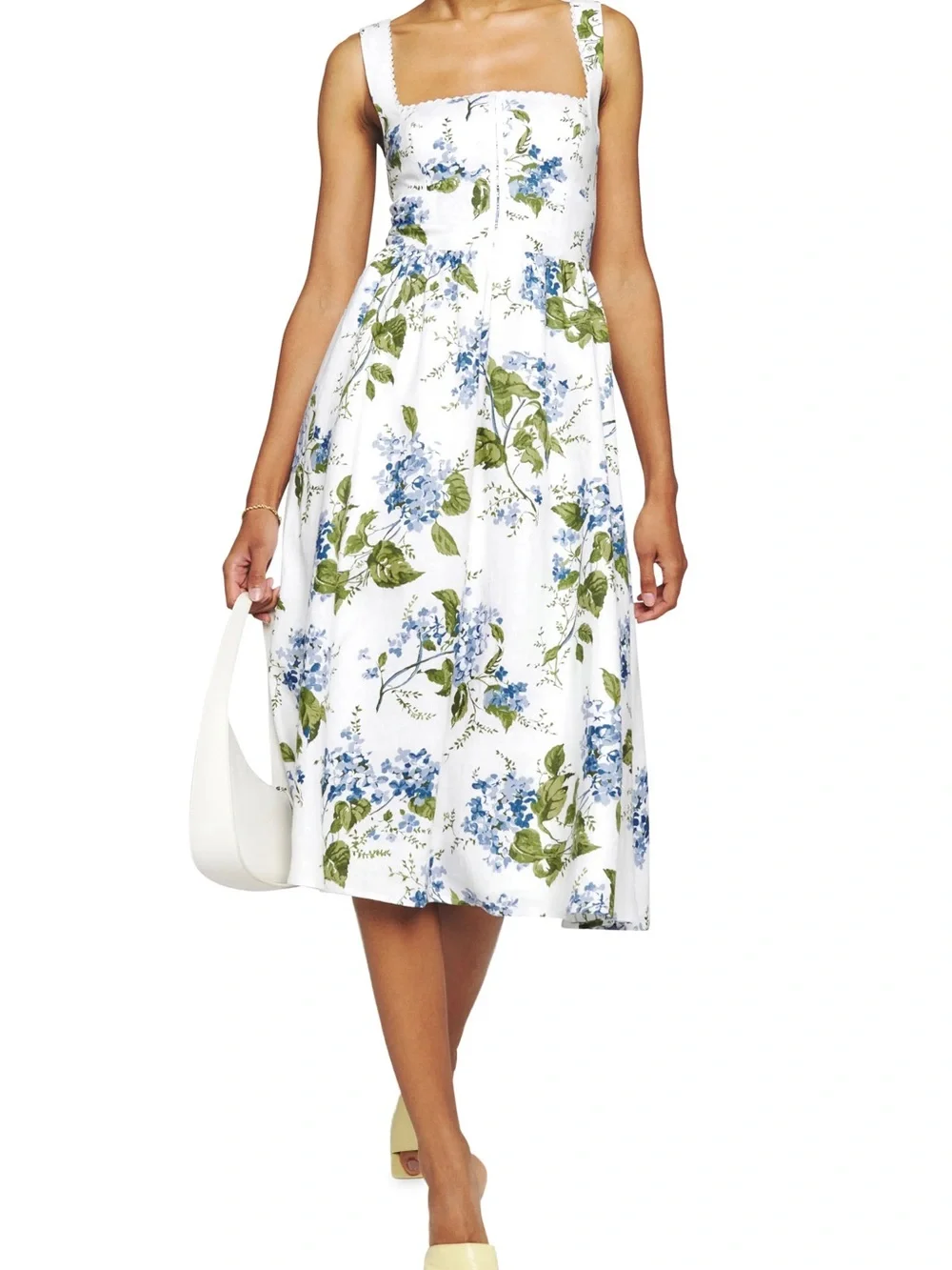Reformation Tagliatelle Linen Midi Dress In Floral Print Size 4 - Picture 3 of 10